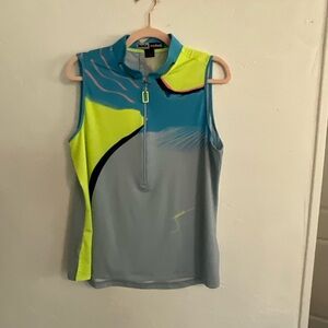 Jamie Sadock Sunsense Abstract Print Sleeveless Golf Top XL